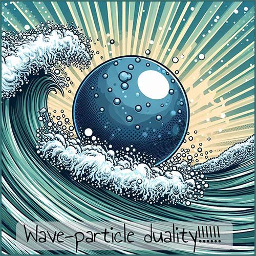 A cartoon image to show wave-particle duality